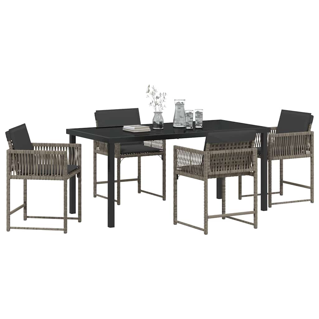 Garten Essgruppe 5 pcs Grau Poly-Rattan