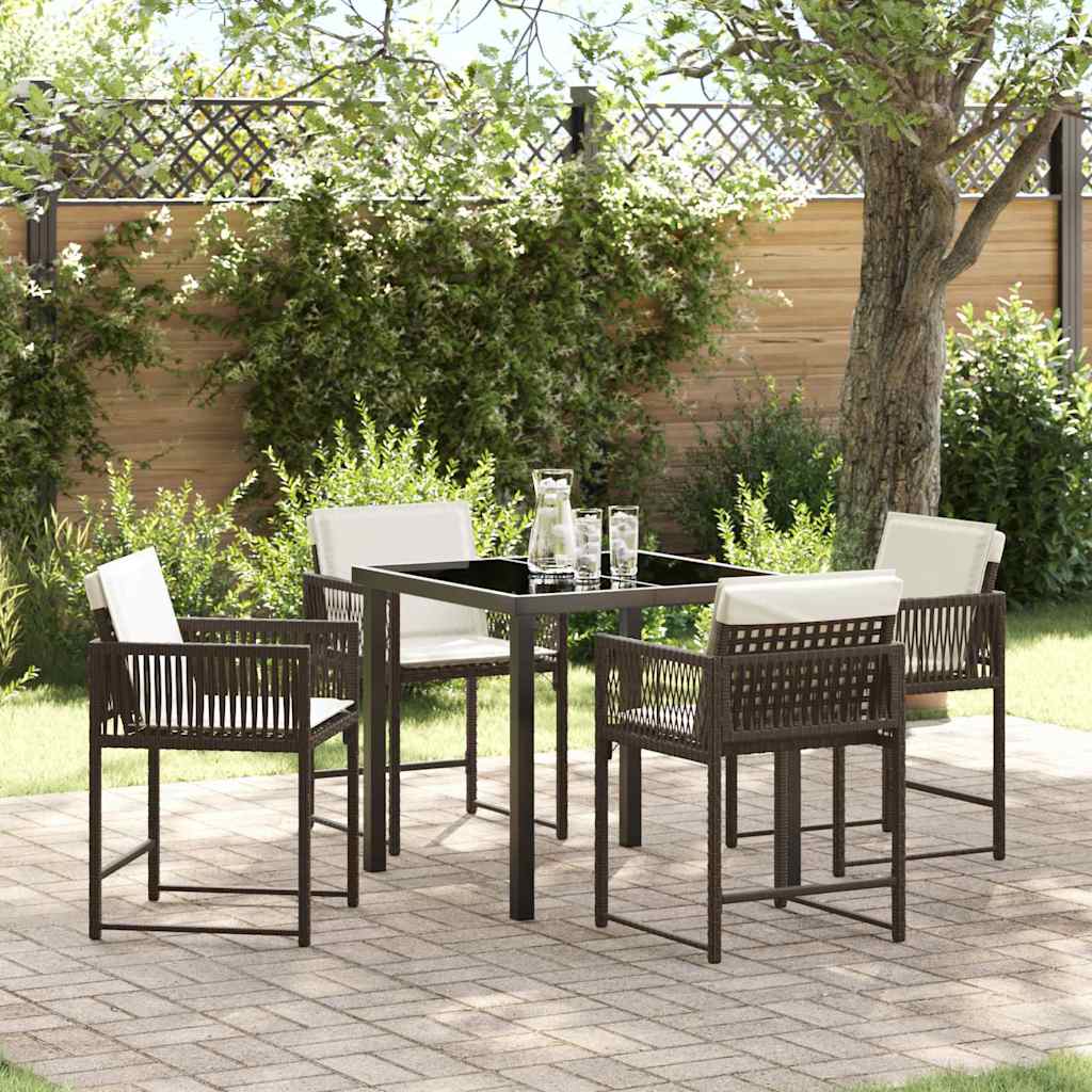 Garten Essgruppe 5 pcs Braun Poly-Rattan