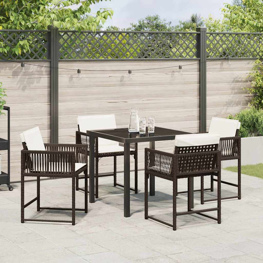 Garten Essgruppe 5 pcs Braun Poly-Rattan