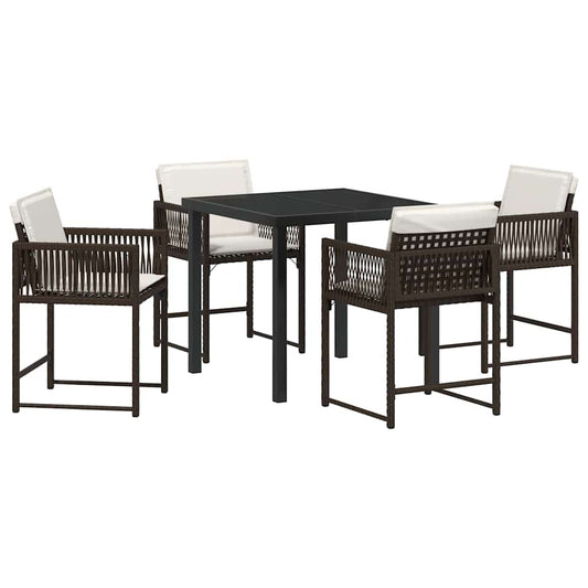 Garten Essgruppe 5 pcs Braun Poly-Rattan