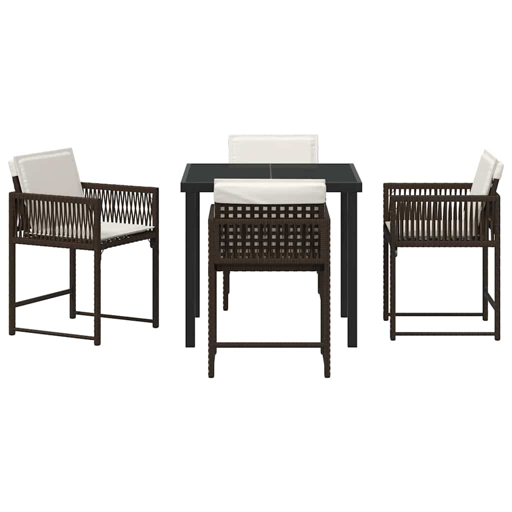 Garten Essgruppe 5 pcs Braun Poly-Rattan