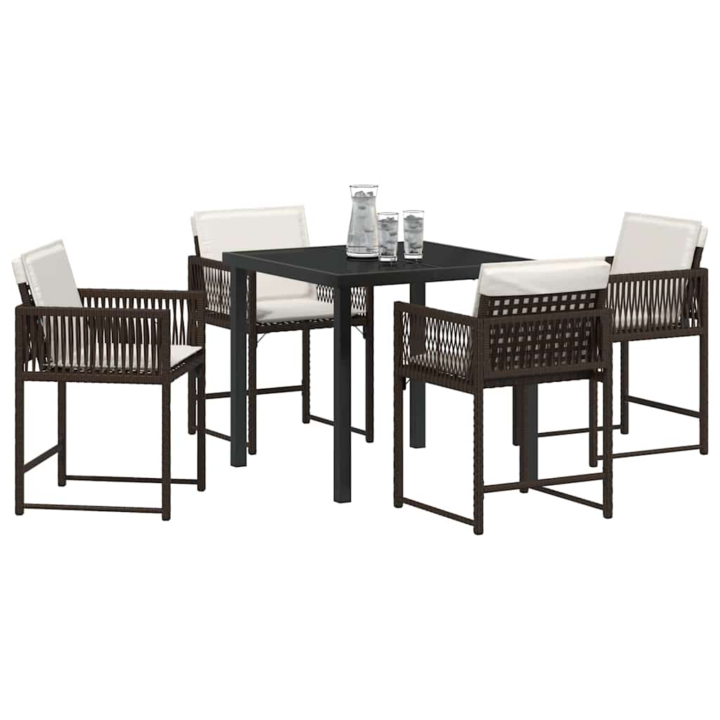 Garten Essgruppe 5 pcs Braun Poly-Rattan