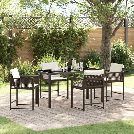 Garten Essgruppe 5 pcs Braun Poly-Rattan