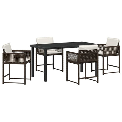 Garten Essgruppe 5 pcs Braun Poly-Rattan