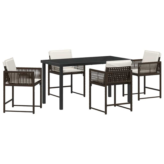 Garten Essgruppe 5 pcs Braun Poly-Rattan