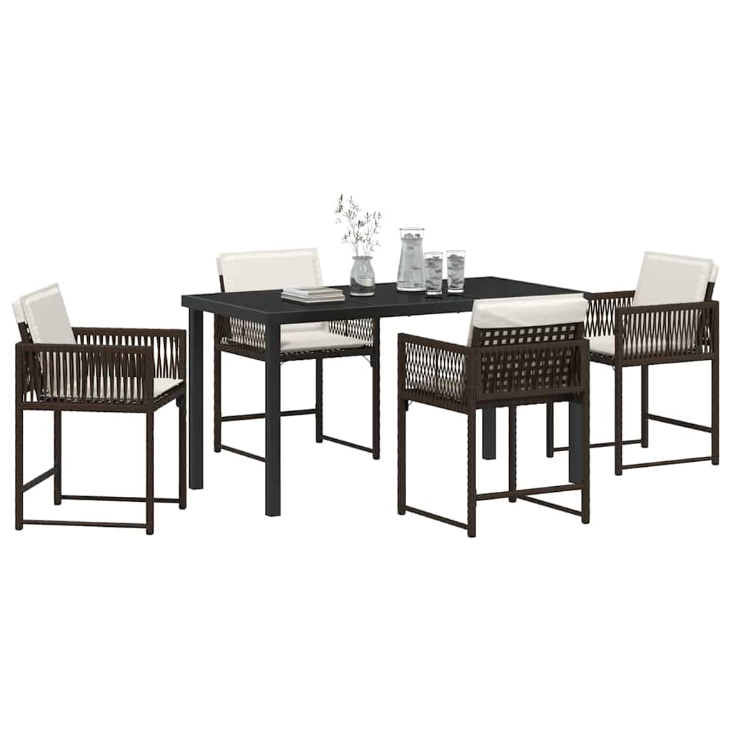 Garten Essgruppe 5 pcs Braun Poly-Rattan