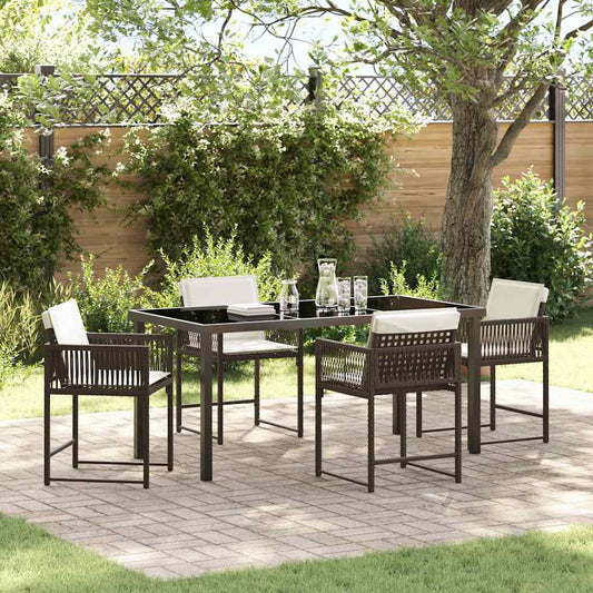 Garten Essgruppe 5 pcs Braun Poly-Rattan