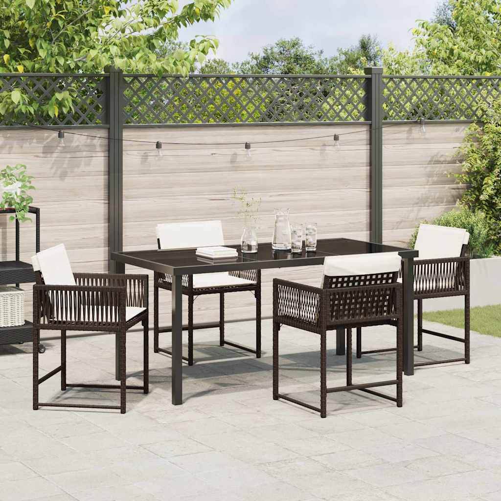 Garten Essgruppe 5 pcs Braun Poly-Rattan