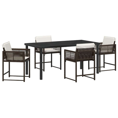 Garten Essgruppe 5 pcs Braun Poly-Rattan