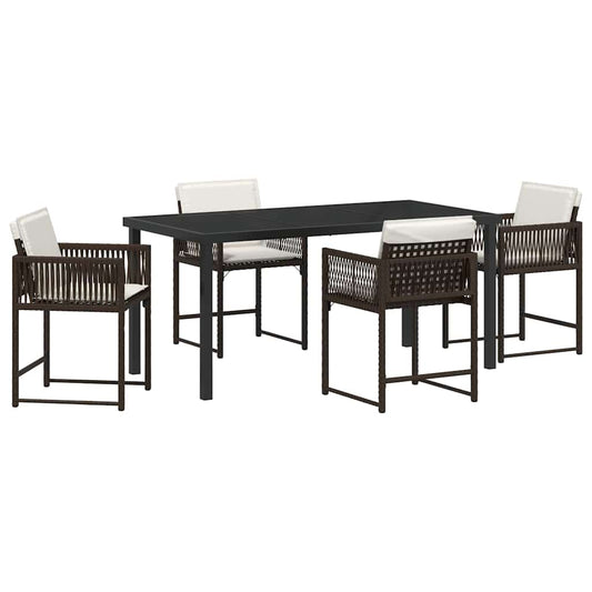 Garten Essgruppe 5 pcs Braun Poly-Rattan