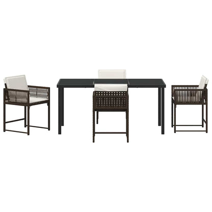Garten Essgruppe 5 pcs Braun Poly-Rattan