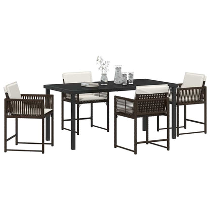 Garten Essgruppe 5 pcs Braun Poly-Rattan