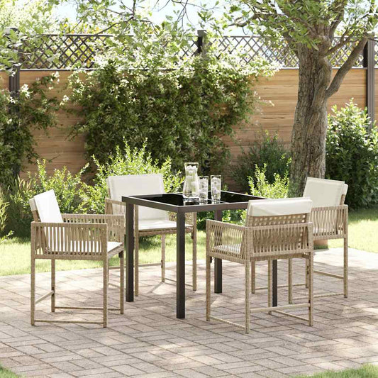Garten Essgruppe 5 pcs Beige Poly-Rattan