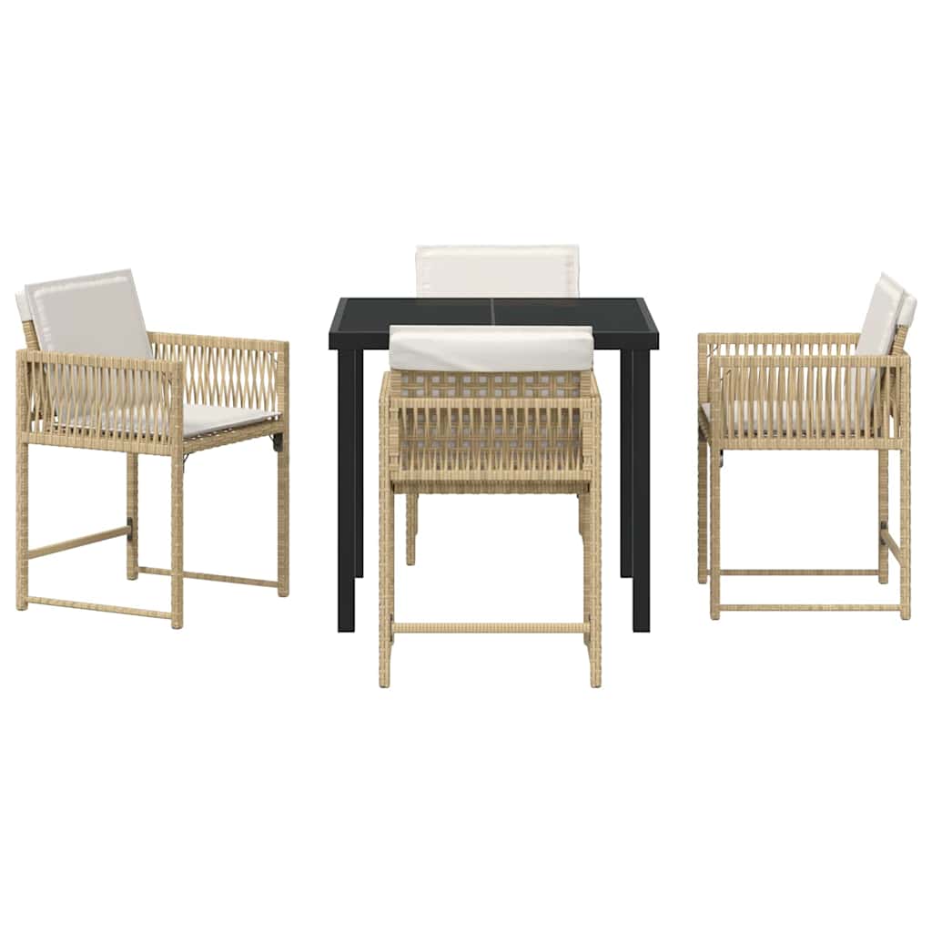 Garten Essgruppe 5 pcs Beige Poly-Rattan