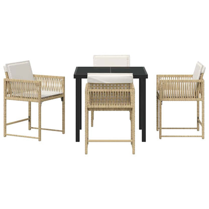 Garten Essgruppe 5 pcs Beige Poly-Rattan