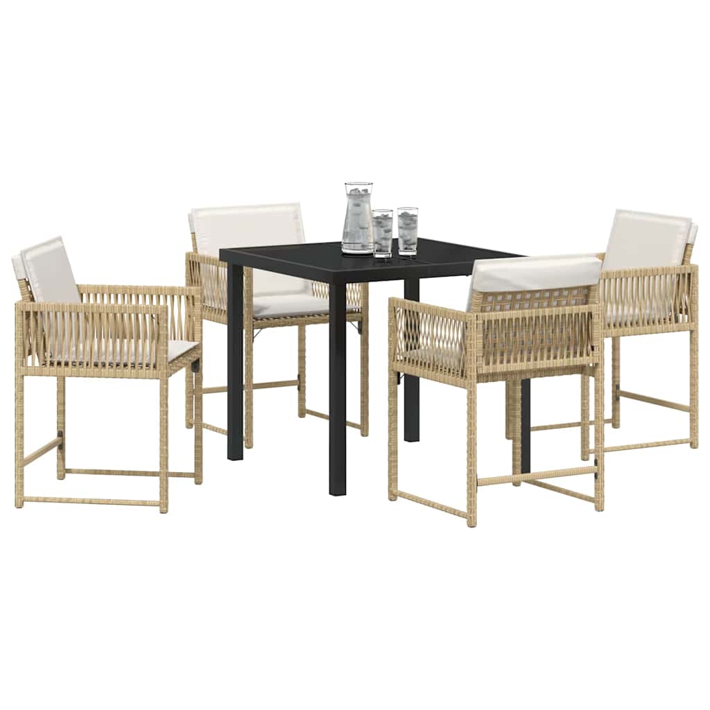 Garten Essgruppe 5 pcs Beige Poly-Rattan