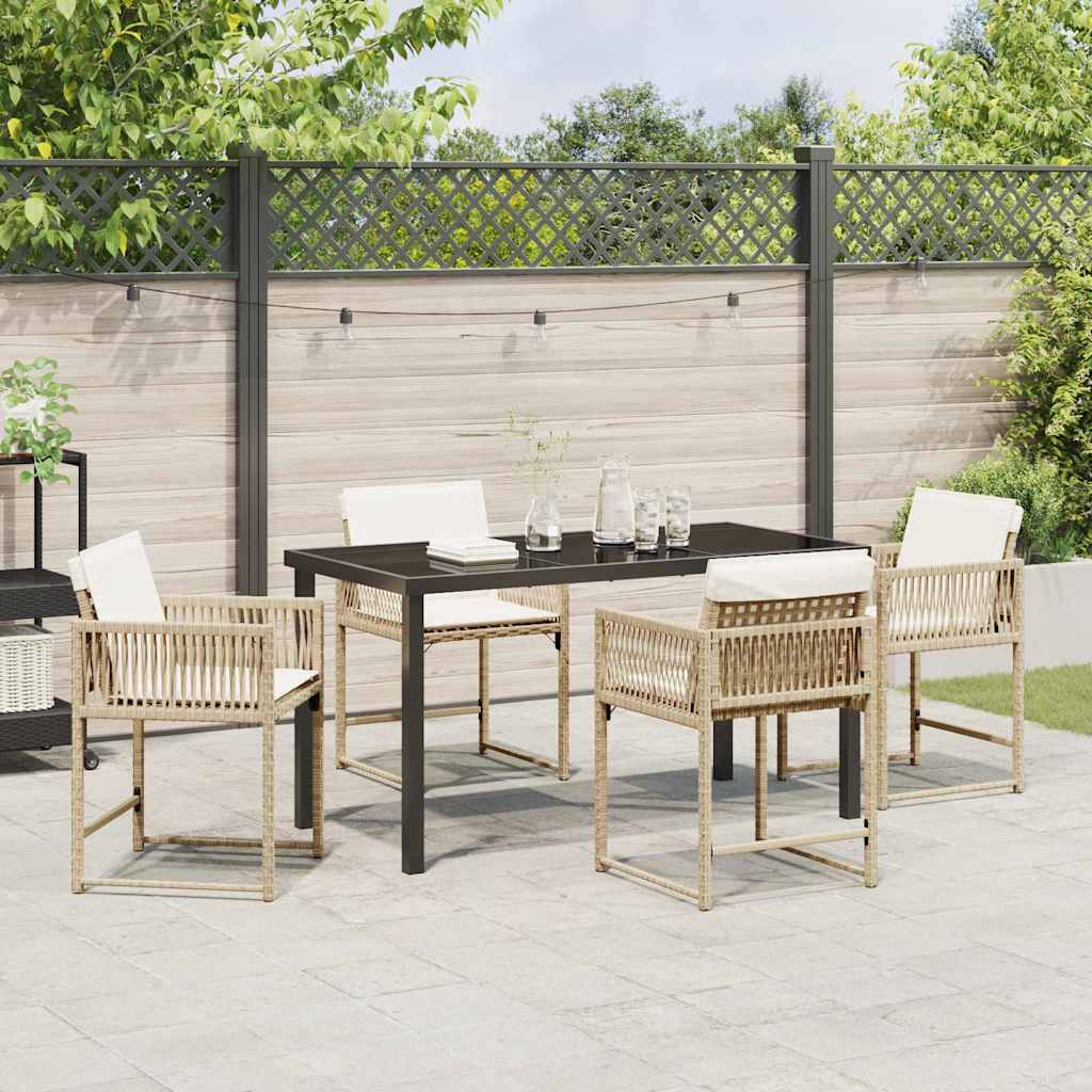 Garten Essgruppe 5 pcs Beige Poly-Rattan