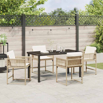 Garten Essgruppe 5 pcs Beige Poly-Rattan