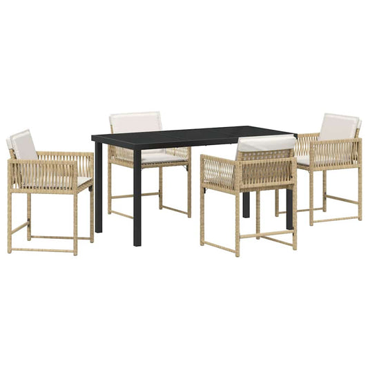 Garten Essgruppe 5 pcs Beige Poly-Rattan