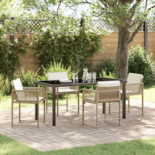 Garten Essgruppe 5 pcs Beige Poly-Rattan