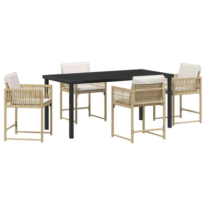 Garten Essgruppe 5 pcs Beige Poly-Rattan