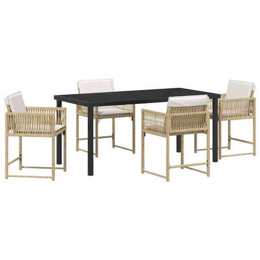Garten Essgruppe 5 pcs Beige Poly-Rattan
