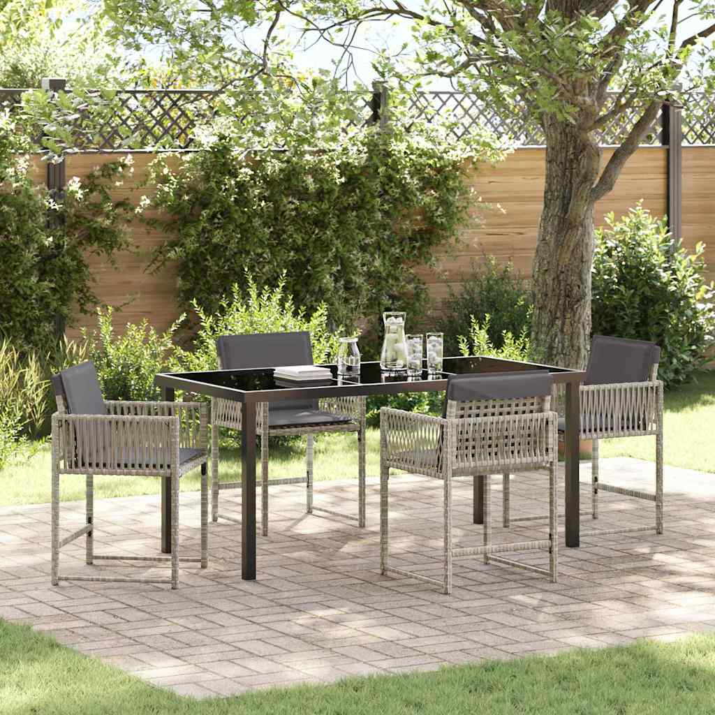 Garten Essgruppe 5 pcs Hellgrau Poly-Rattan
