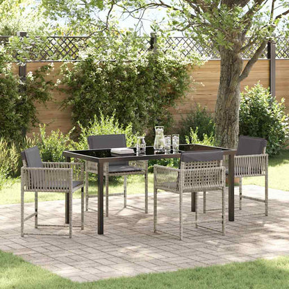 Garten Essgruppe 5 pcs Hellgrau Poly-Rattan