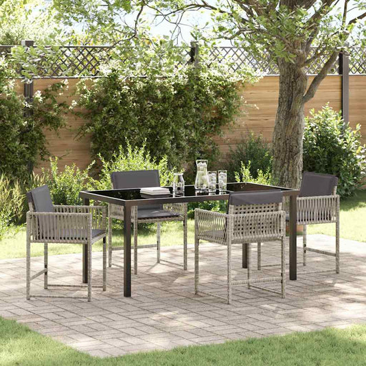 Garten Essgruppe 5 pcs Hellgrau Poly-Rattan