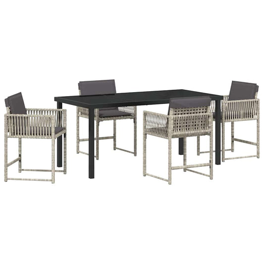 Garten Essgruppe 5 pcs Hellgrau Poly-Rattan