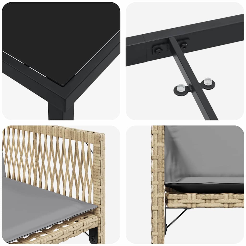 Garten Essgruppe 5 pcs Beige Poly-Rattan