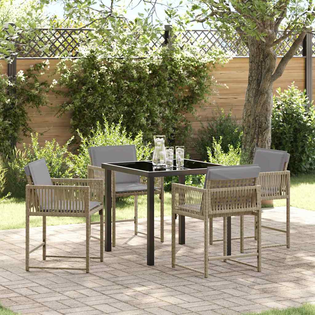 Garten Essgruppe 5 pcs Beige Poly-Rattan