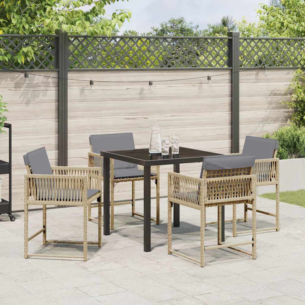 Garten Essgruppe 5 pcs Beige Poly-Rattan