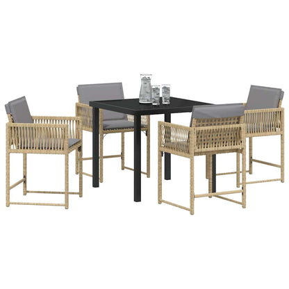 Garten Essgruppe 5 pcs Beige Poly-Rattan