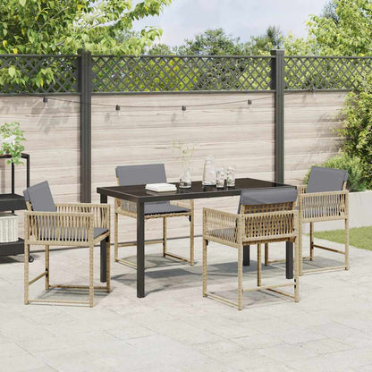 Garten Essgruppe 5 pcs Beige Poly-Rattan