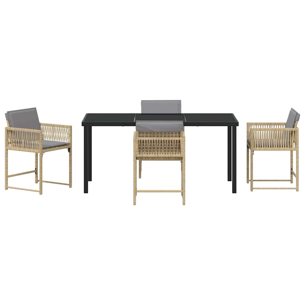 Garten Essgruppe 5 pcs Beige Poly-Rattan