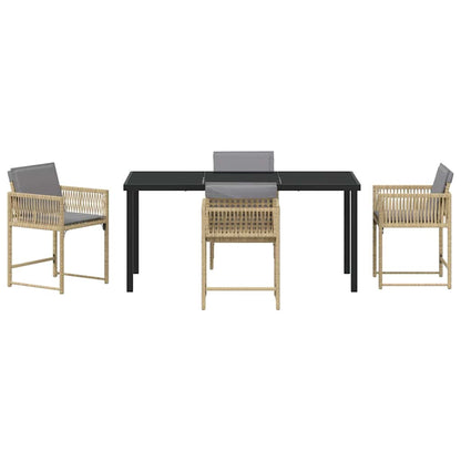 Garten Essgruppe 5 pcs Beige Poly-Rattan