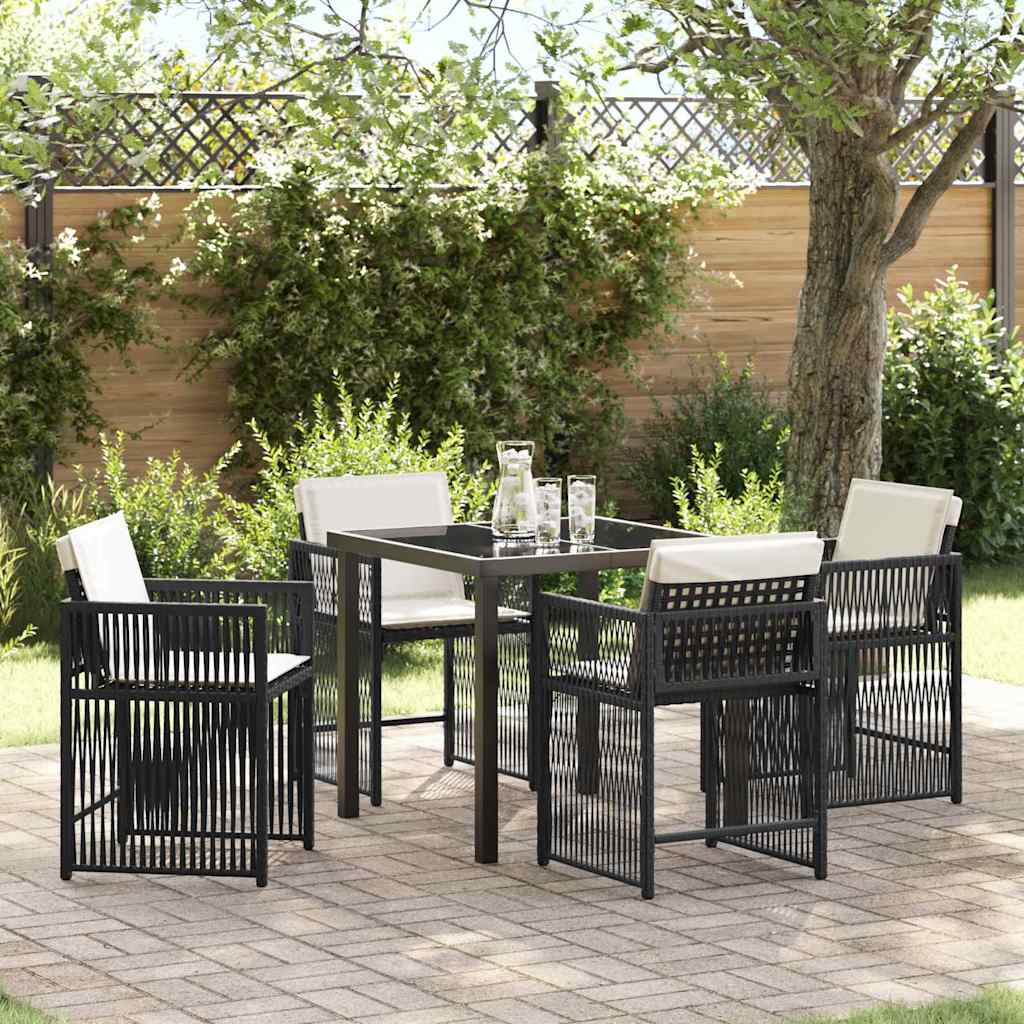 Garten Essgruppe 5 pcs Schwarz Poly-Rattan