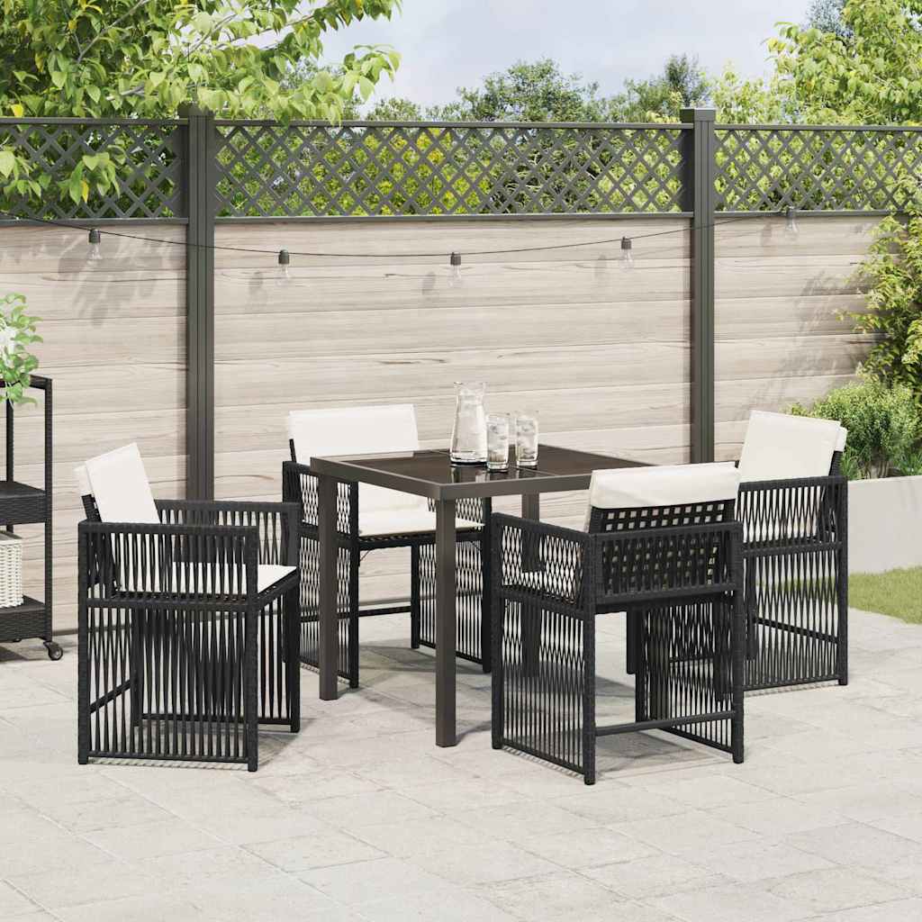 Garten Essgruppe 5 pcs Schwarz Poly-Rattan