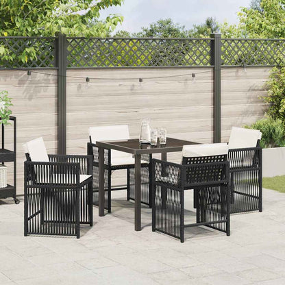 Garten Essgruppe 5 pcs Schwarz Poly-Rattan