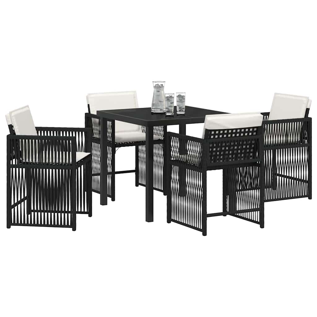 Garten Essgruppe 5 pcs Schwarz Poly-Rattan