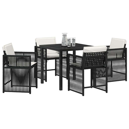 Garten Essgruppe 5 pcs Schwarz Poly-Rattan