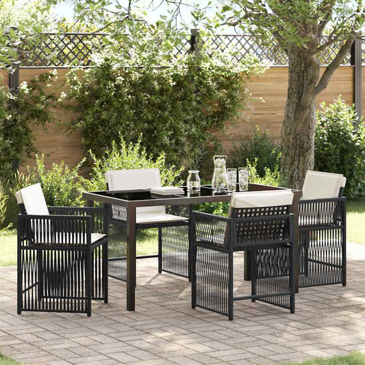 Garten Essgruppe 5 pcs Schwarz Poly-Rattan
