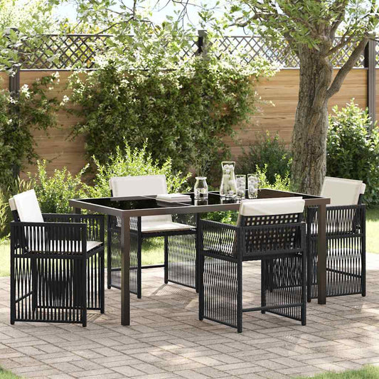 Garten Essgruppe 5 pcs Schwarz Poly-Rattan