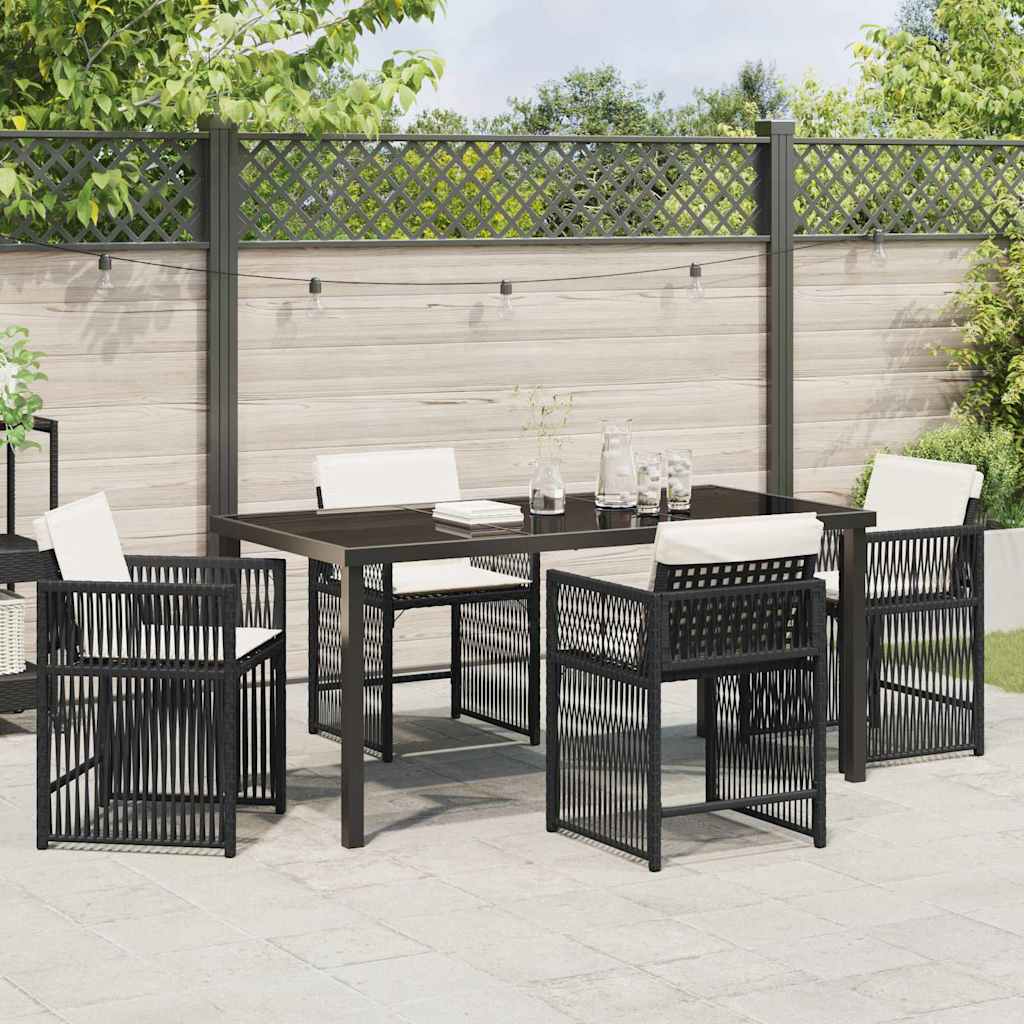 Garten Essgruppe 5 pcs Schwarz Poly-Rattan