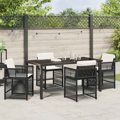 Garten Essgruppe 5 pcs Schwarz Poly-Rattan