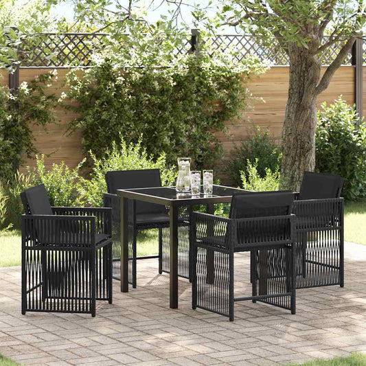 Garten Essgruppe 5 pcs Schwarz Poly-Rattan