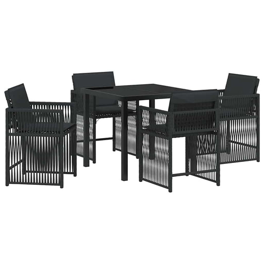 Garten Essgruppe 5 pcs Schwarz Poly-Rattan