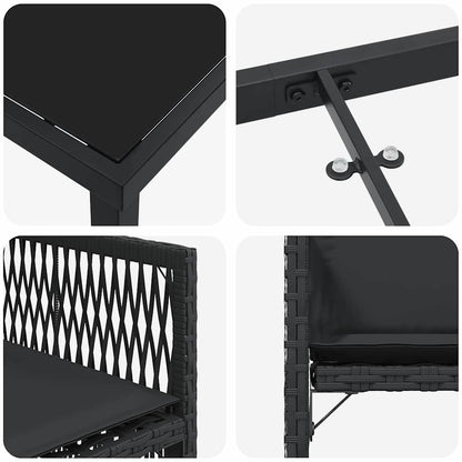 Garten Essgruppe 5 pcs Schwarz Poly-Rattan