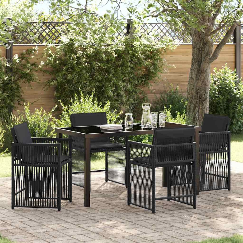 Garten Essgruppe 5 pcs Schwarz Poly-Rattan